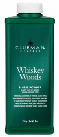 Clubman, Тальк универсальный с запахом виски Whiskey Woods Powder, 255 г