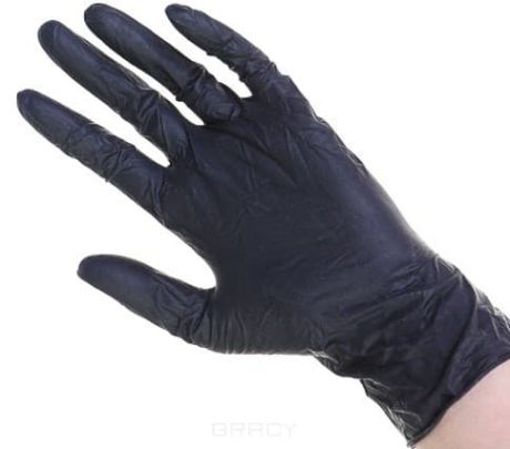 Перчатки латексные черные неопудренные, 100 шт/уп (4 размера)