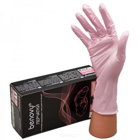 Перчатки нитриловые розовый перламутр неопудренные, 100 шт/уп (4 размера)