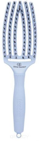 Olivia Garden, Щетка для волос Finger Brush Combo Medium + натуральная щетина (3 цвета), 1 шт, Голубой