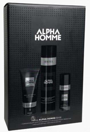 Alpha Homme Набор для мужчин (тонизирующий шампунь, крем для бритья, крем после бритья) Эстель Base,