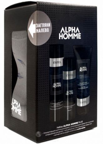 Alpha Homme Набор для мужчин (тонизирующий шампунь, бальзам для волос, гель для душа, фирменное полотенце) Эстель Plus, 250/200/250 мл