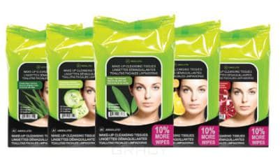 Absolute New York, Влажные салфетки для удаления макияжа Absolute! MakeUp Cleansing Tissue (5 видов), 33 шт/уп, 33 шт. Green Tea