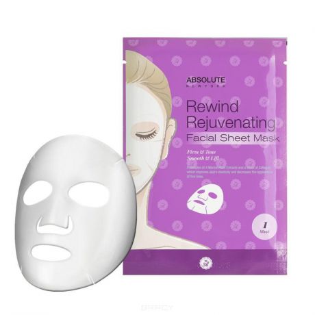 Absolute New York, Тканевая маска для лица Омолаживающая Facial Mask Rewind Rejuvenating