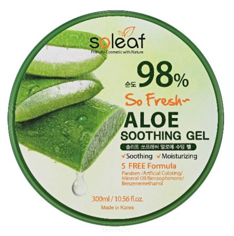 Soleaf, Успокаивающий гель с алоэ So Fresh Aloe Soothing Gel, 300 мл