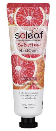 Soleaf, Крем для рук Грейпфрутовый фреш So Softee Hand Cream Grapefruit, 50 мл
