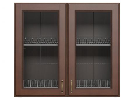 Шкаф-витрина с сушкой Emiliya темный (бронза) 80 см