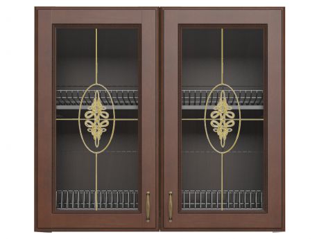 Шкаф-витрина с сушкой Emiliya темный (золото) 80 см