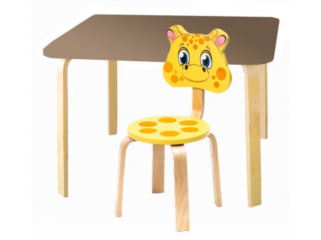 Комплект детской мебели Мордочки с коричневым столиком