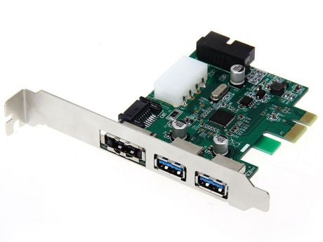 Контроллер ORIENT NC-3U2219PE-SE, PCI-Ex, USB 3.0 2ext/2int (19pin) port + eSATA Power (сквозной SATA порт+питание), NEC D720201 chipset, разъем доп.п