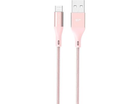 Кабель Silicon Power microUSB-USB для зарядки и синхронизации 1м, нейлон, Pink