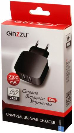 Сетевое зарядное устройство GINZZU GA-3008B 2.1A 2 х USB черный