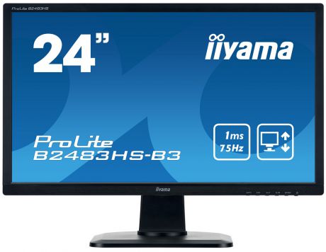 Монитор iiYama B2483HS-B3 24" Black 1920 x 1080/TN/75Hz/1ms/VGA (D-Sub), DP, HDMI