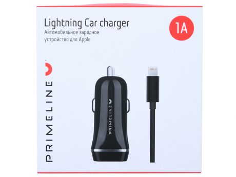Автомобильное зарядное устройство Prime Line 2223 USB 1A + кабель Apple lightning 8-pin 1.2м, черный