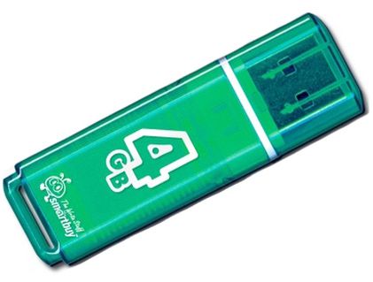 USB флешка Smartbuy Glossy series 4Gb Green (SB4GBGS-G) USB 2.0 / 15 МБ/cек / 5 МБ/cек