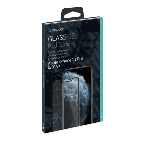 Защитное стекло 3D Deppa Full Glue для Apple iPhone 11 Pro (2019), 0.3 мм, черная рамка