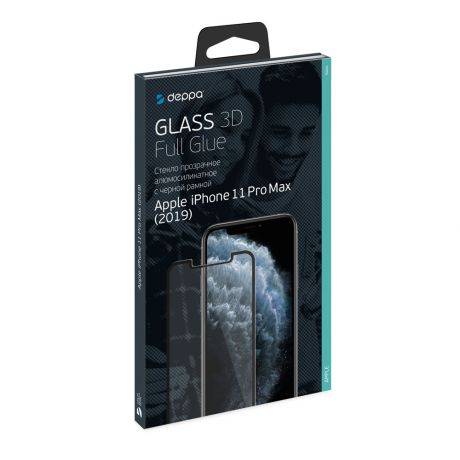 Защитное стекло 3D Deppa Full Glue для Apple iPhone 11 Pro Max(2019), 0.3 мм, черная рамка