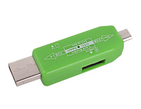 Карт-ридер Liberty Project USB/Micro USB OTG - Micro SD/USB Green R0007633
