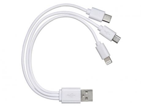 Аксессуар GAL USB - Lightning 8pin/Type-C/MicroUSB 20cm White 2627WT