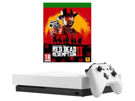 Игровая приставка Microsoft Xbox One X 1Tb White + Red Dead Redemption 2