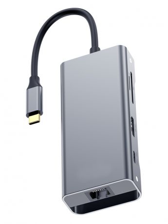 Хаб Baseus Square Desk Type-C Multi-functional Type-C to USB3.0x2 / HDMI / USB-C PD / RJ45 / TF/SD Deep Gray CATXF-0G
