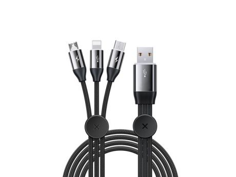 Аксессуар Baseus Car Co-Sharing Cable USB - USB-C / MicroUSB / Lightning 3.5A 1m Black CAMLT-FX01