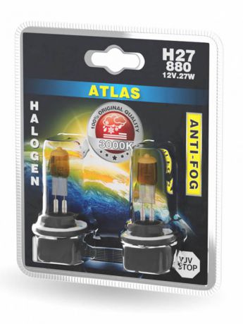 Лампа AVS Atlas Anti-Fog H27/880 12V 27W Yellow (2 штуки) A78620S