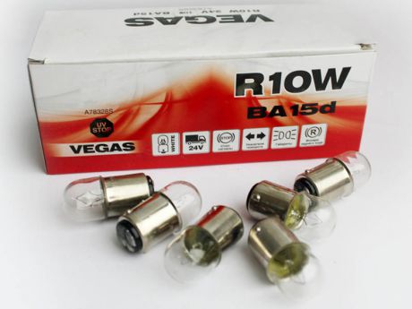 Лампа AVS Vegas R10W BA15d 24V Box (10 штук) A78328S