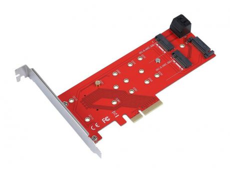 Аксессуар Переходник Orient C298E PCI-E 4x to NGFF (M.2) PCI-E M-key / 2xNGFF (M.2) SATA B-key 30898