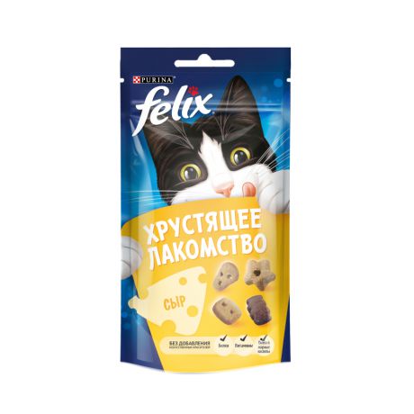 Лакомство Purina Felix Party Mix Сырный микс для кошек со вкусами сыров чедер, гауда и эдам, пауч, 60 г 12393615