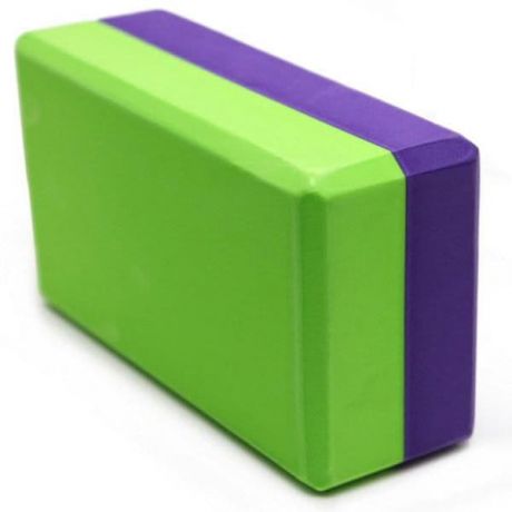 Кирпич для йоги из пены двухцветный (160 г, 7,5 см, 23 см, фиолетовый/зеленый, 15 см)