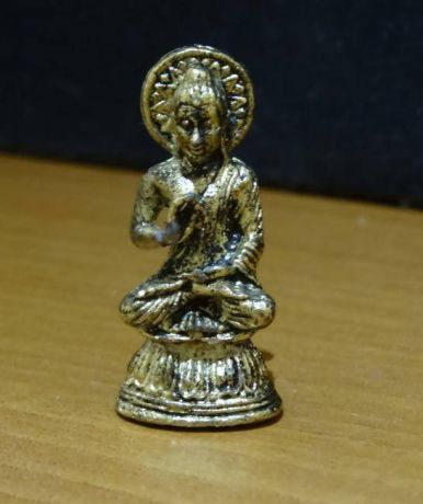 Статуэтка Будда остроконечный карманный размер 3 см бронза (0,05 кг)