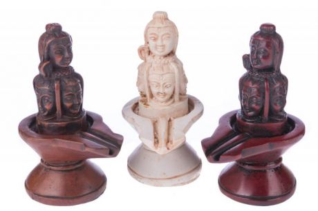 Статуя Шивалингам с лицами из керамики 11см (0,2 кг)