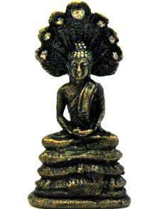 Статуэтка Будда под коброй карманный размер 3 см бронза (0,05 кг)