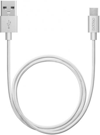 Кабель Deppa USB to micro USB Cable 1.2m алюминий/нейлон (Серебро)