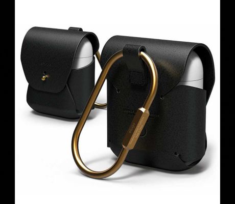 Чехол кожаный Elago для AirPods Genuine leather case Black