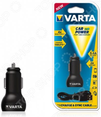 Устройство зарядное автомобильное Varta. Количество USB-разъемов: 2 шт