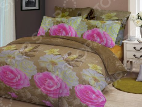 Комплект постельного белья «Волшебная роза». 1,5-спальный. Цвет: бежевый