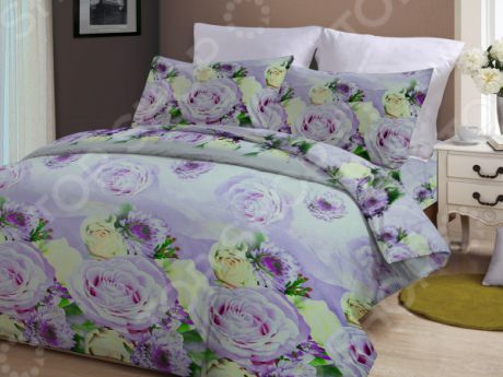 Комплект постельного белья «Волшебная роза». 1,5-спальный. Цвет: сиреневый