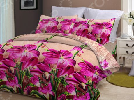 Комплект постельного белья «Цветочный микс». 1,5-спальный. Цвет: розовый