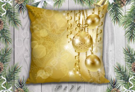 Декоративная подушка. Рисунок: золотые шары