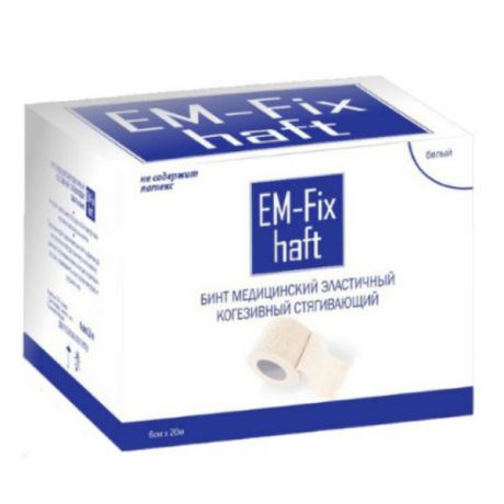 Бинт медицинский эластичный когезивный стягивающий EM-Fix Sport EM-fix haft 4см х 4м 4смх4м