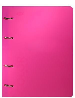 Тетрадь 120л кл. NEON PINK на кольцах, смен.блок., разделители, пластик.обл., ярко-розовая, 833
