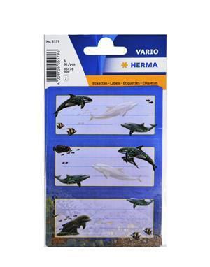 Наклейки для тетрадей Дельфины, 3шт.на листе, Herma