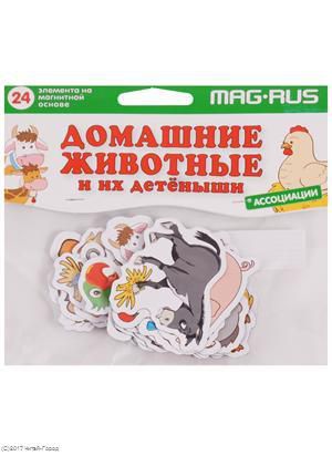 Развивающий набор MAG-RUS Домашние животные и их детеныши. Ассоциации 24 эл-та, картон, магнит