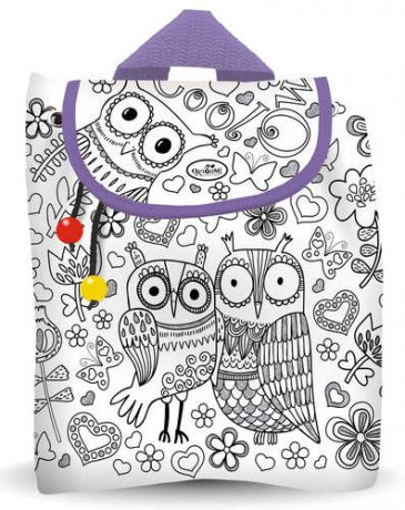 Набор для творчества, Оригами, Чудо-творчество, Сумка - рюкзак для раскрашивания Совы 31*30*12см, с внутренним карманом, с маркерами