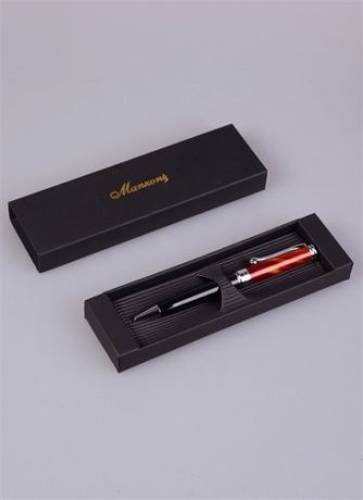 Ручка, подарочная, Manzoni/Манзони, Rimini, шариковая, металл, янтарь темный, серебро, черный корпус