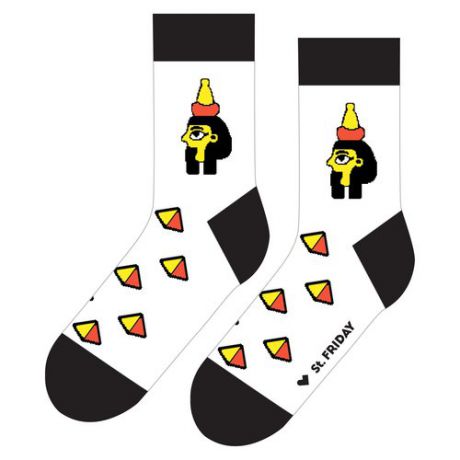 Дизайнерские носки St.Friday Socks, размер 38-41, цвет белый
