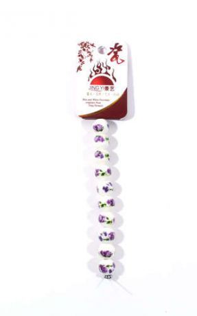 Набор для творчества Бусины керам. на силикон. нити 10шт 12мм, A41, розы фиолетовые