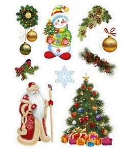 Оформительский набор Дед Мороз и Снеговик" (на двусторонней клейкой ленте) 10-10-0011"